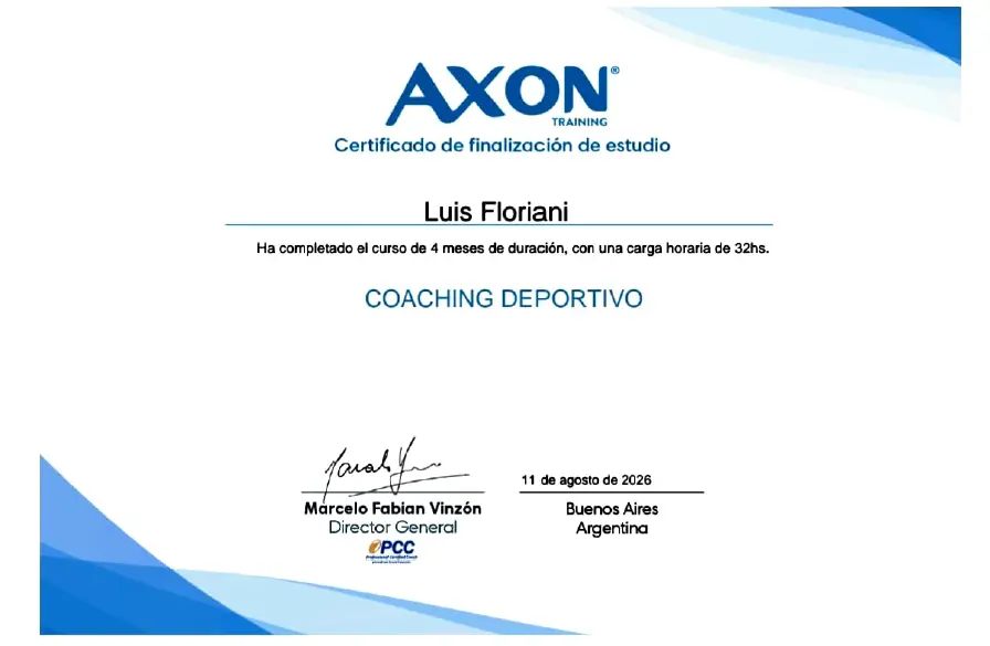 Certificado de Coaching Deportivo - Luis Floriani